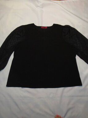 LOVE SCARLET womens BLOUSE black TOP sheer SHIRT stretch PLUS SIZE 3X